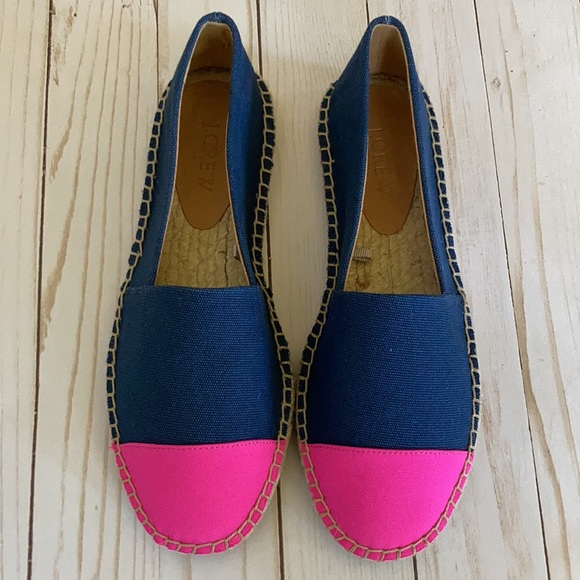J. Crew Colorblock Canvas Cap Toe Slip On Espadrilles - Picture 2 of 8